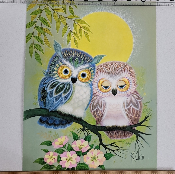 Vtg 1973 The Wise Owls Color Prints By K Chin - First Edition - Picture 3 of 16